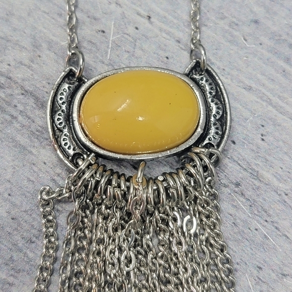 New Paparazzi | Silver & Yellow Necklace & Earring Set - Picture 3 of 5